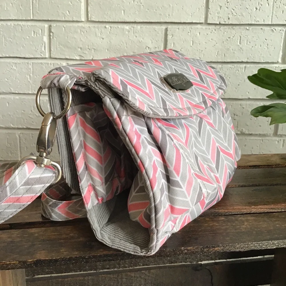 Lilly Bit Pink Chevron Makeup Diaper Clutch Bag